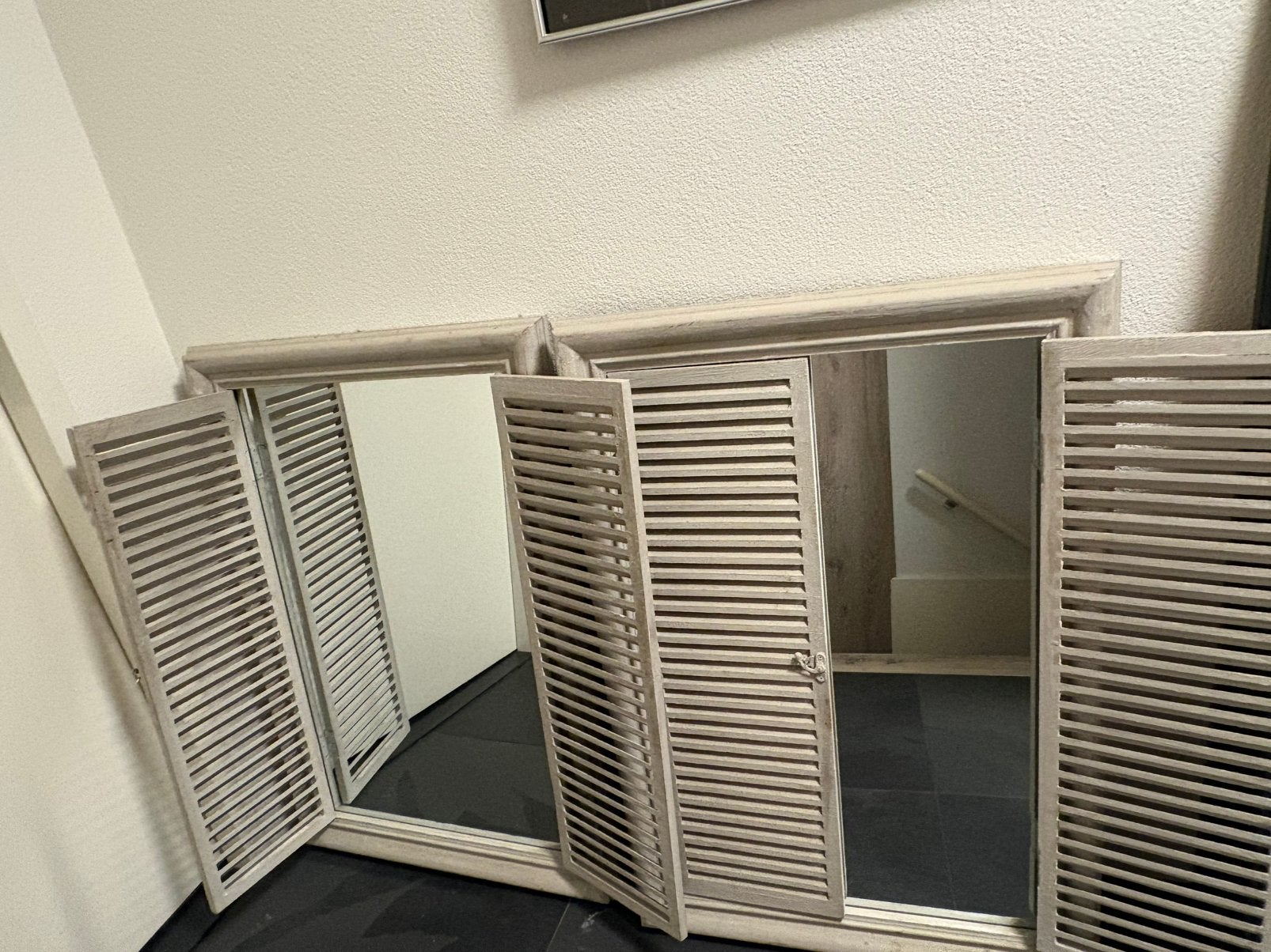 2 Spiegels met luiken - Window Frame Louvre, Ophalen of Verzenden, Zo goed als nieuw, Minder dan 100 cm, Rechthoekig