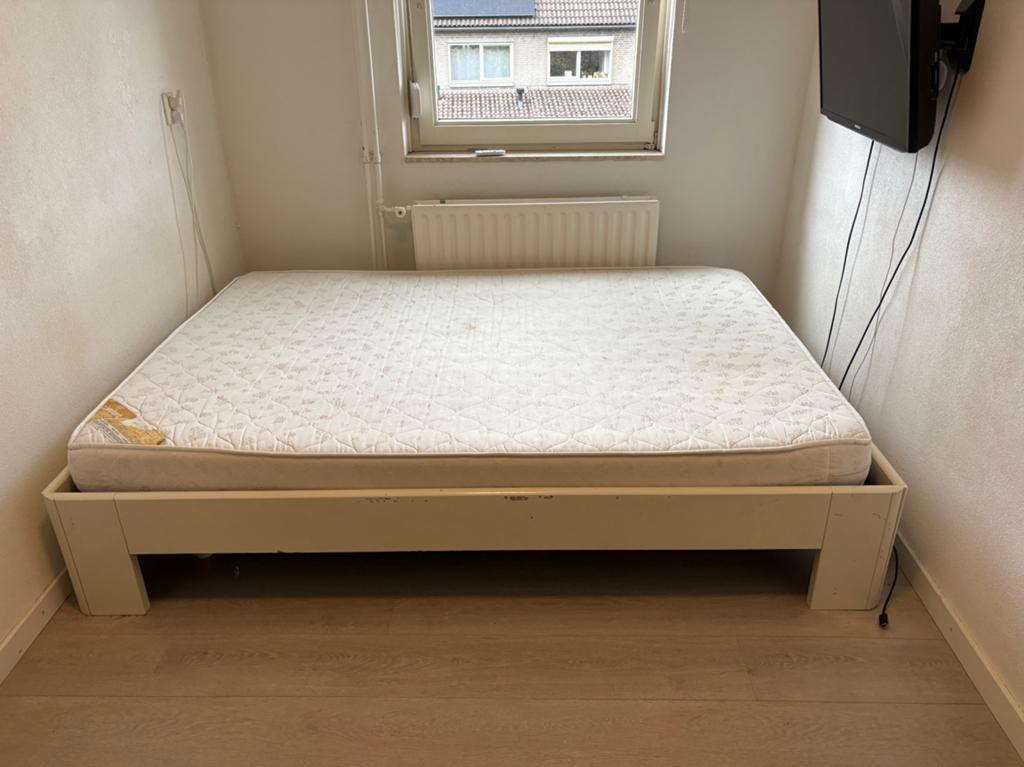 Auping bedombouw 140x200, 2 verstelbare spiraalbodems matras, Ophalen, Wit, Tweepersoons, 140 cm