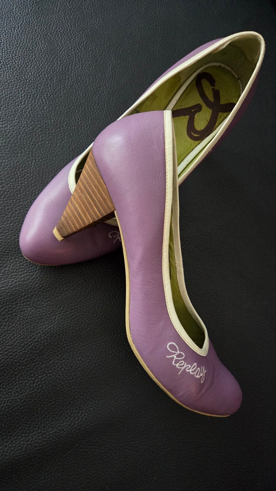 Replay paarse pumps met houten hak - Maat 40, Kleding | Dames, Pumps, Overige kleuren, Replay, Ophalen of Verzenden
