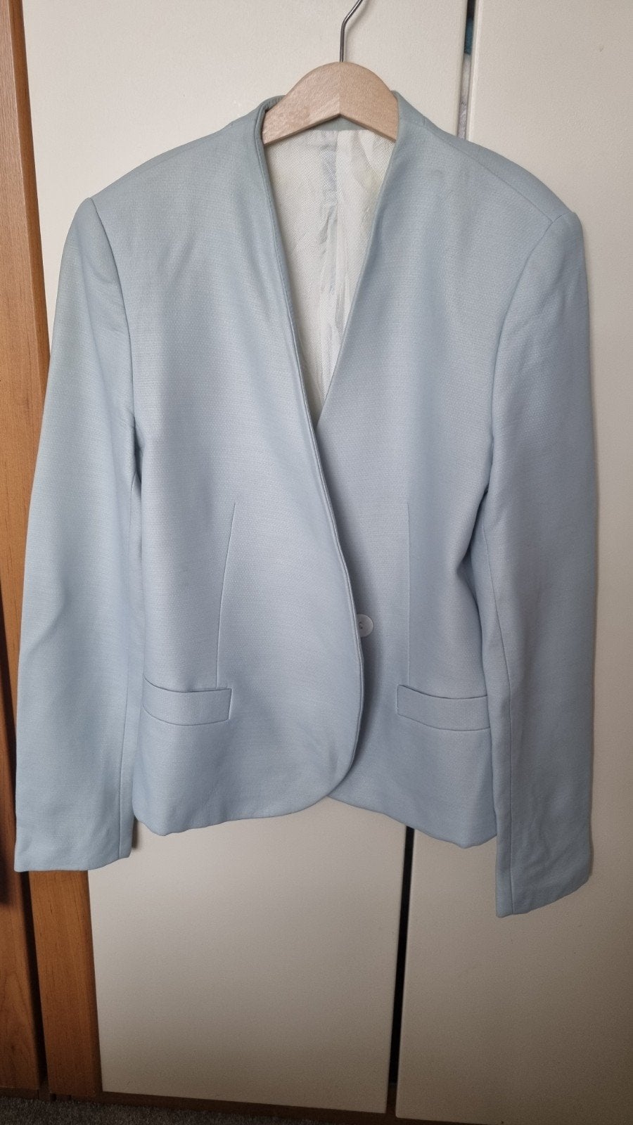 Lichtblauwe gebruikte blazer S/M, Blauw, Ophalen of Verzenden, Onbekend, Jasje