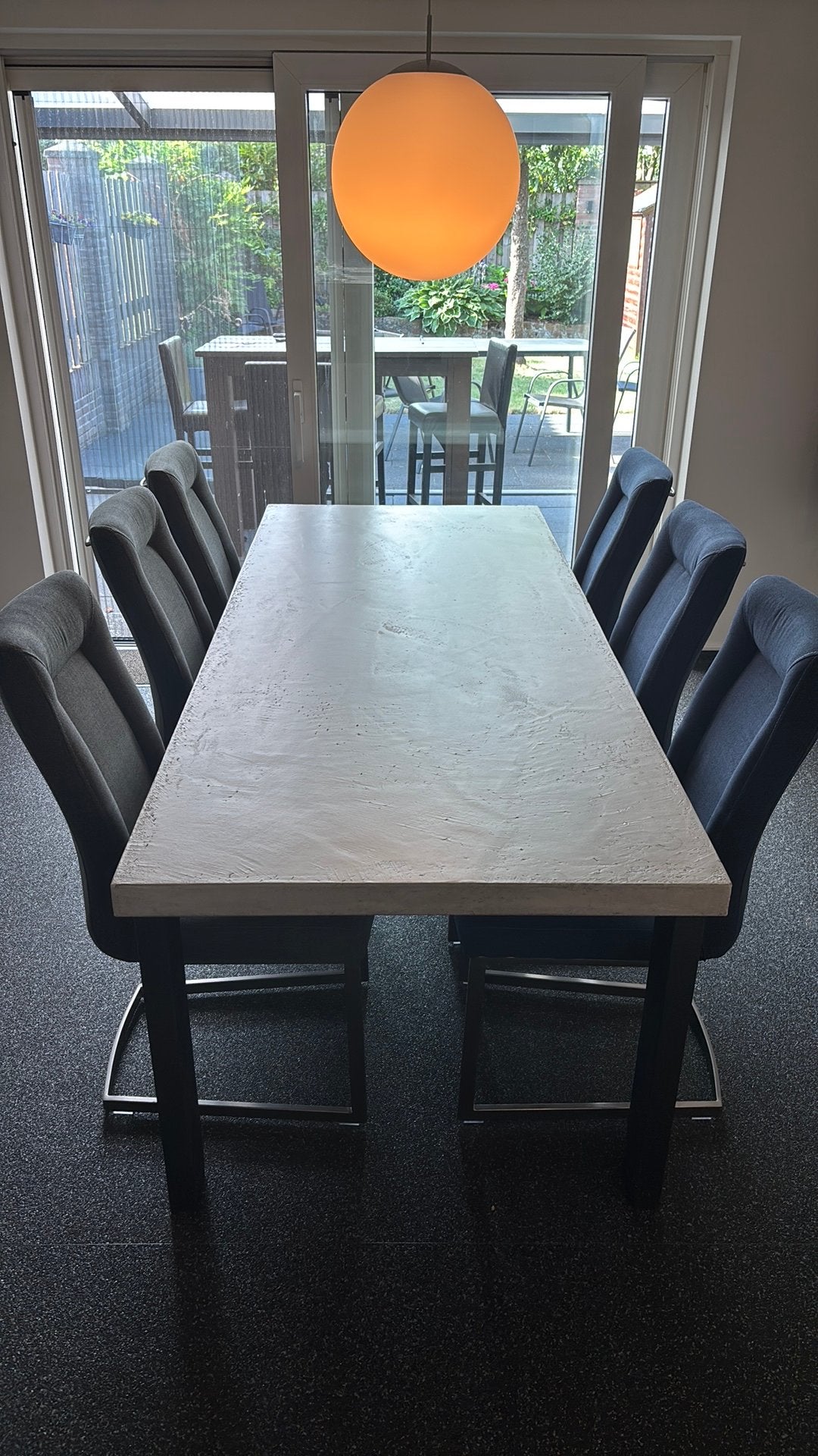 Xoooon eettafel met 6 stoelen - 220x90x78 cm, Huis en Inrichting, Tafels | Eettafels, Ophalen, Gebruikt, 200 cm of meer, 50 tot 100 cm
