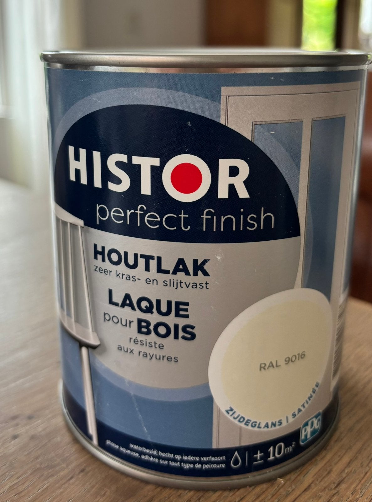 2 blikken Histor houtlak Ral 9016, Ophalen, Zo goed als nieuw, Wit