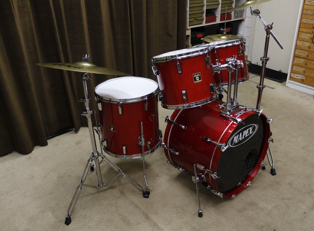 drumstel: mapex maple rood 22/12/13/16/14sn bekkenset, Gebruikt, Jouwdrumstel@gmail.com, Ophalen, Overige merken
