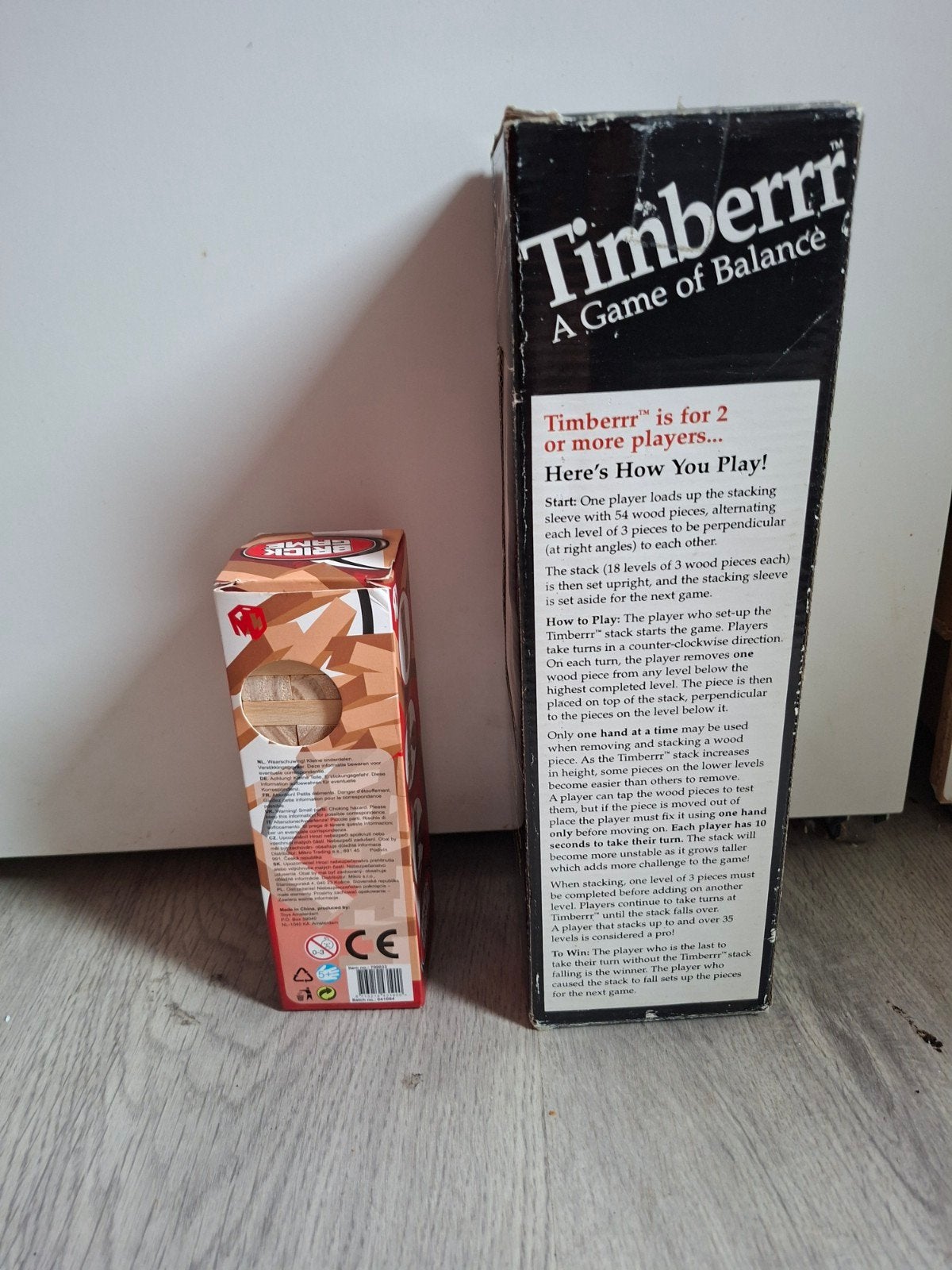 Jenga-achtige spellen: Timberrr en Brick Game, Gebruikt, Diverse, Ophalen of Verzenden, Een of twee spelers