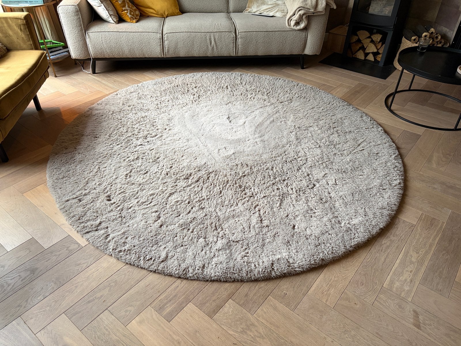 Rond Tapeso Comfy Plus vloerkleed - Taupe, 230 cm, Gebruikt, Beige, Rond, Ophalen of Verzenden