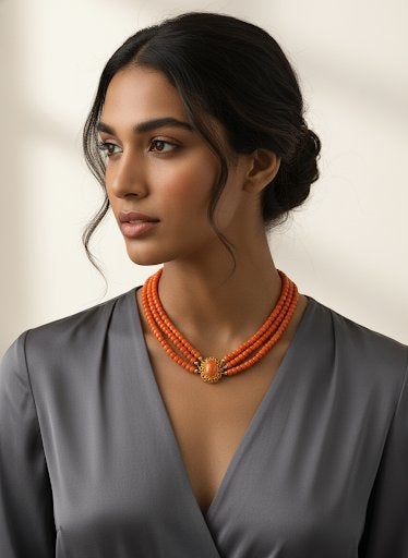 Bloedkoralen ketting met gouden slot, 37-42 cm, Sieraden, Tassen en Uiterlijk, Antieke sieraden, Verzenden, Goud, Ketting