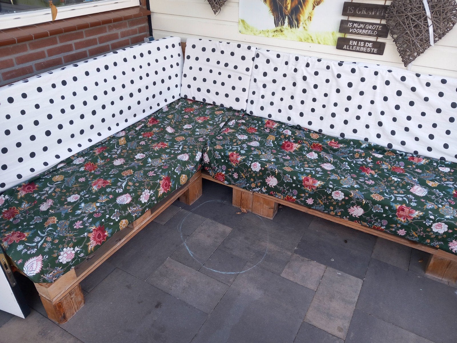 Hoekbank 200x 240 incl kussens, Tuin en Terras, Ophalen, Gebruikt, Hout