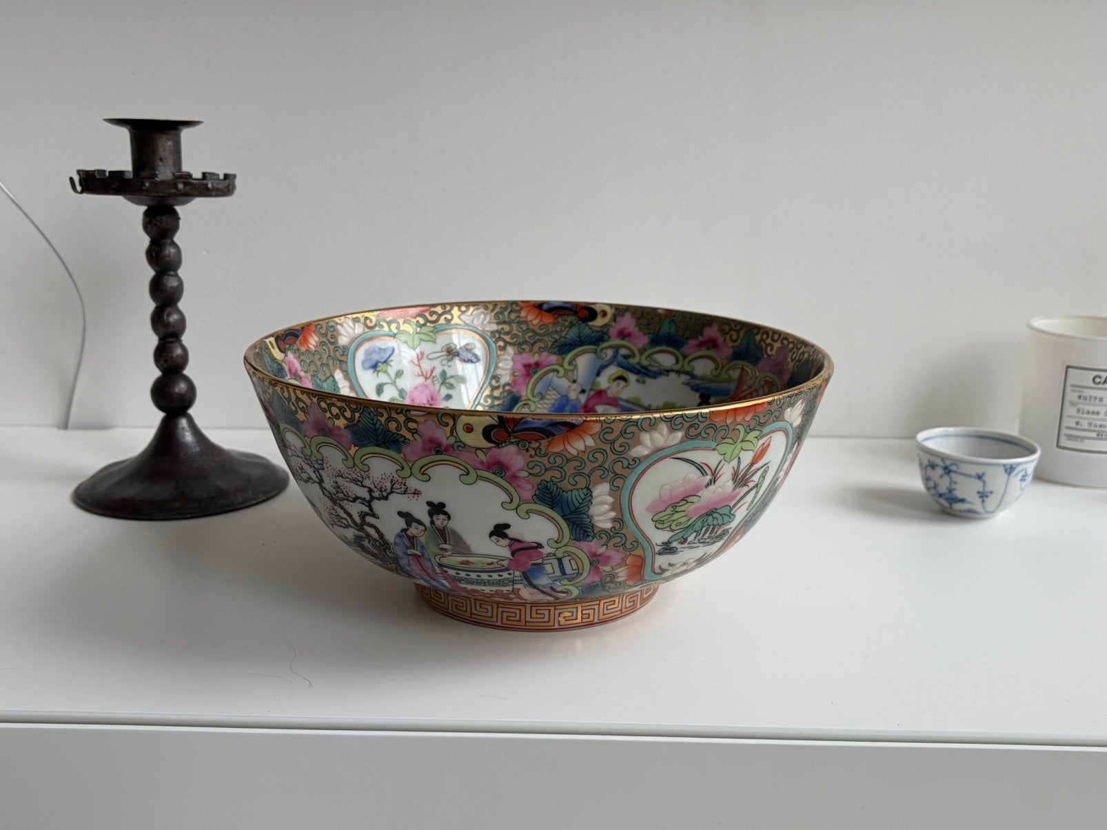 19th c. Chinese Famille Rose Medallion Porcelain Bowl, Ophalen of Verzenden