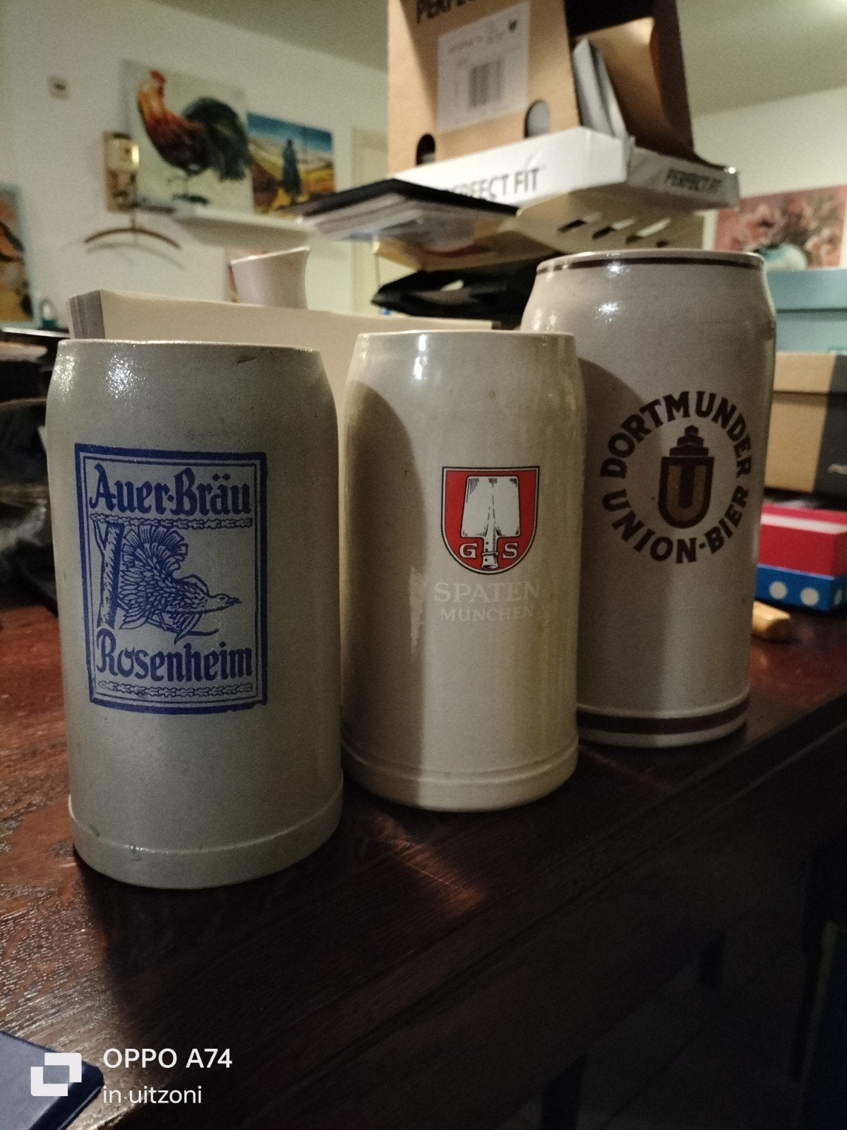 3 Grote Duitse Bierpullen - Spaten, Auer-Bräu, Dortmunder, Verzamelen, Ophalen of Verzenden, Glas of Glazen, Overige merken