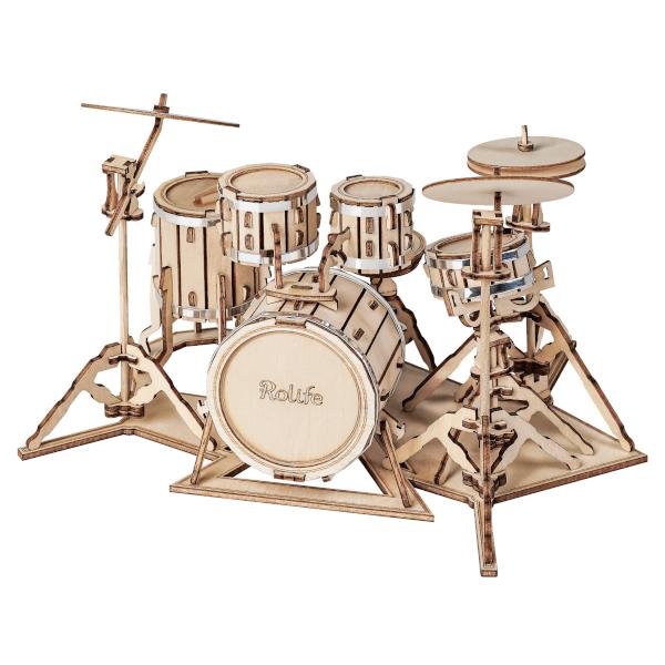 Robotime Drum Kit TG409 Bouwpakket Nieuw, Groter dan 1:32, Nieuw, Ophalen of Verzenden, Robotime