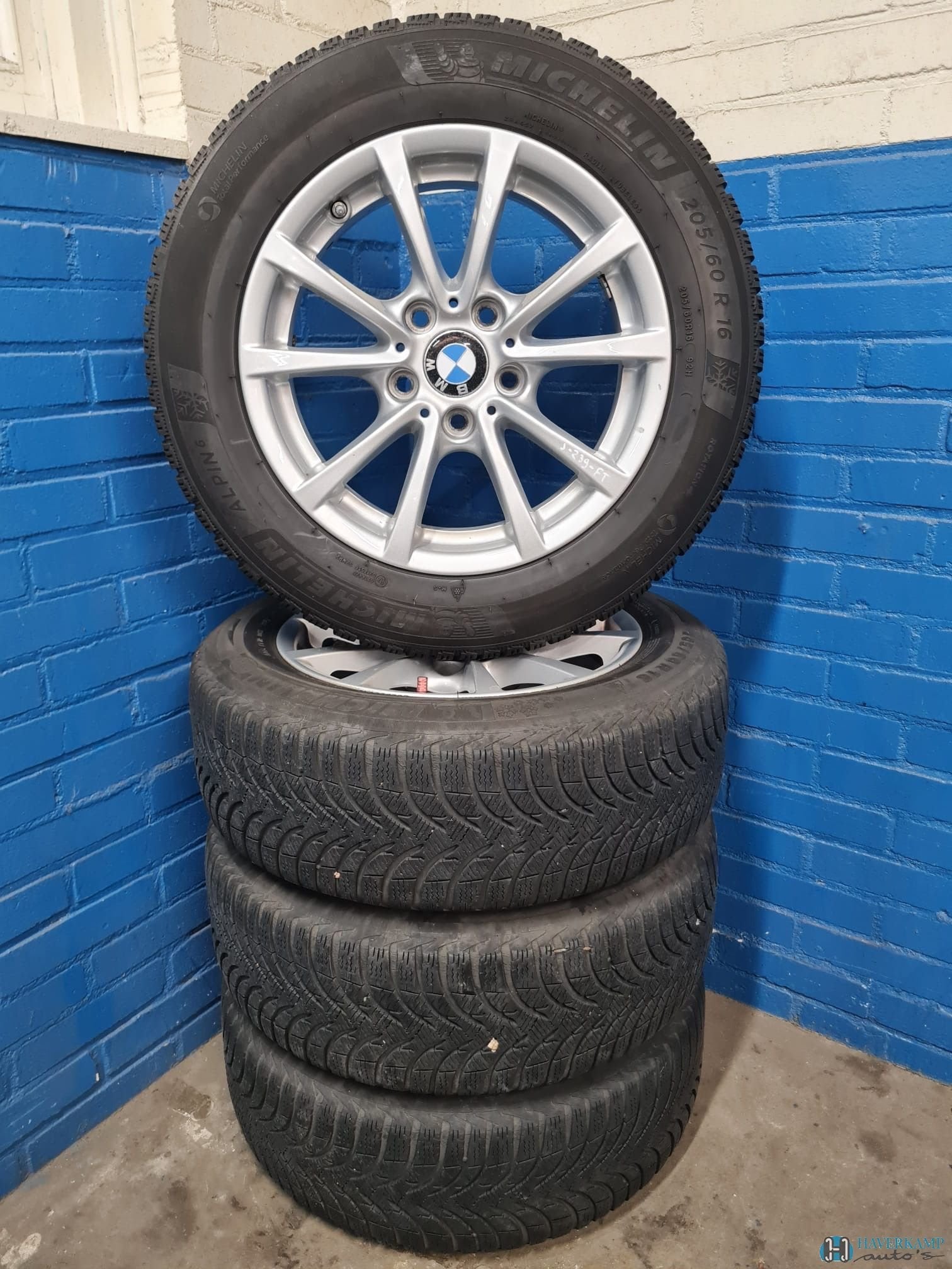 BMW 3 serie winterset 205 60 16 origineel, Ophalen, Gebruikt, -, Banden en Velgen
