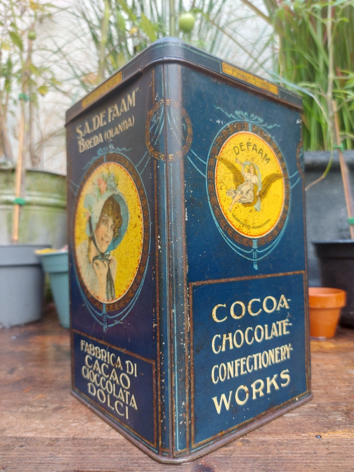Antiek cacao winkelblik de Faam uit Breda, Ophalen of Verzenden, Gebruikt, Overige