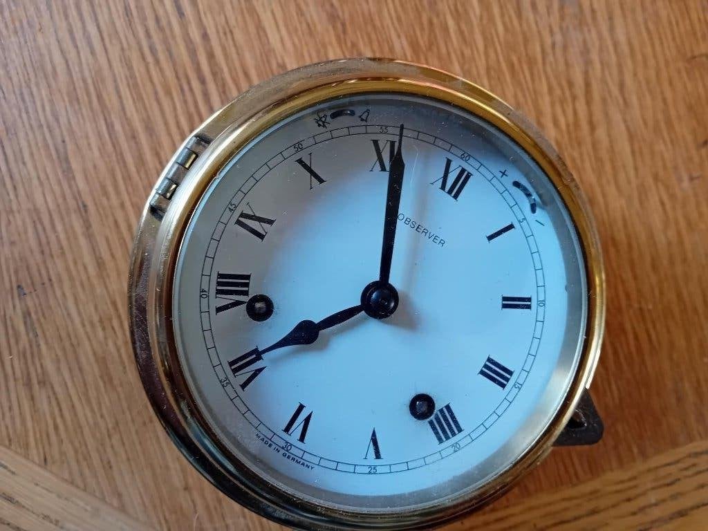 Vintage messing scheepsklok merk Observer '50  15cm, Ophalen of Verzenden