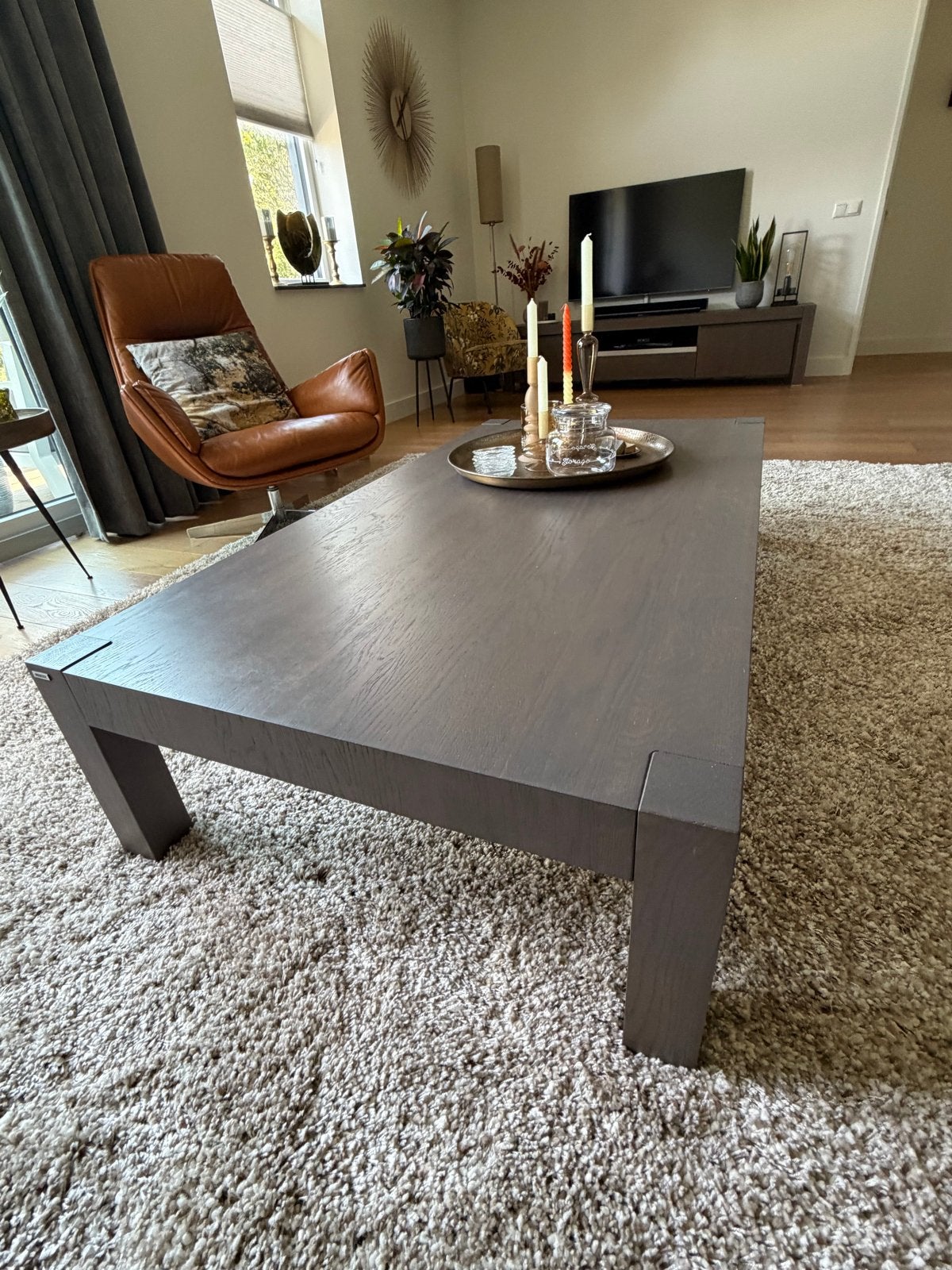 Prachtige Goossen Makaz salontafel - 150x80x36 cm, Ophalen, 50 tot 100 cm, Zo goed als nieuw, 150 tot 200 cm