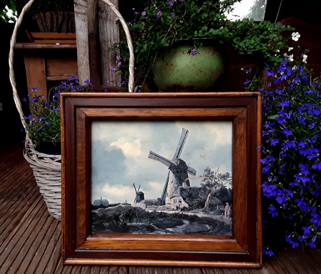 Jacob van Ruysdael - landschap met molens (prent) in eikenho, Ophalen of Verzenden
