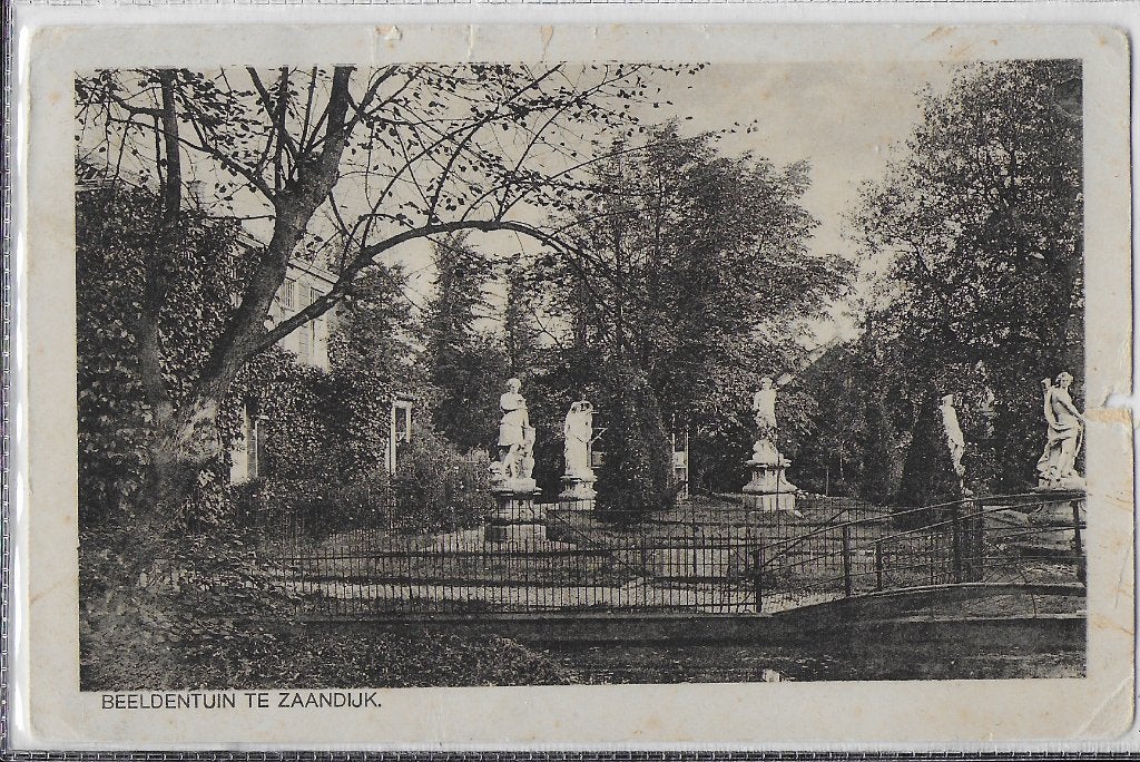 Zaandijk beeldentuin oude gelopen ansichtkaart 2159 { 1924 }, Ophalen of Verzenden, 1980 tot heden, Gelopen