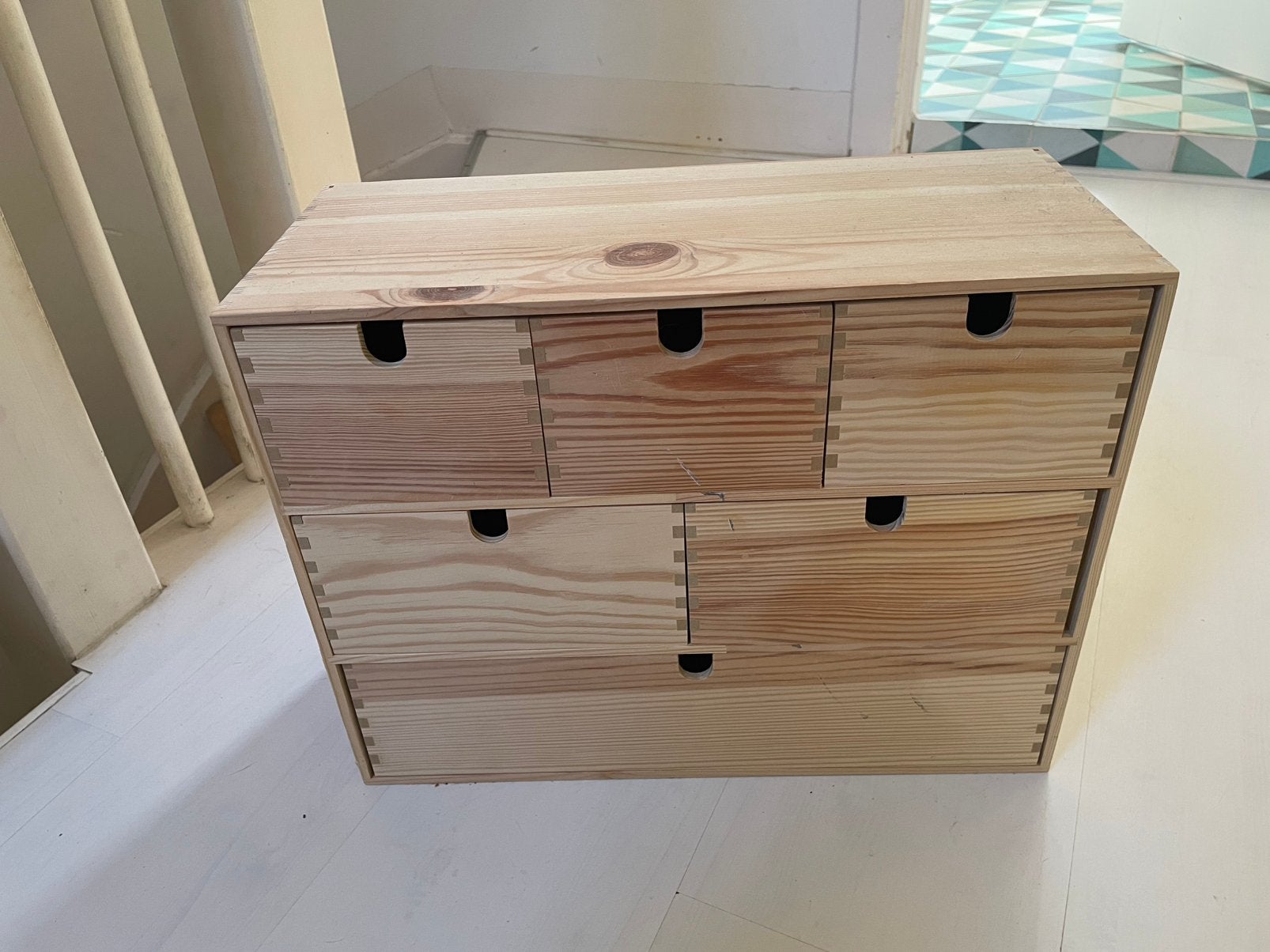 IKEA MOPPE ladekastje hout – 6 lades, Ophalen, Gebruikt, 50 tot 100 cm, Minder dan 100 cm