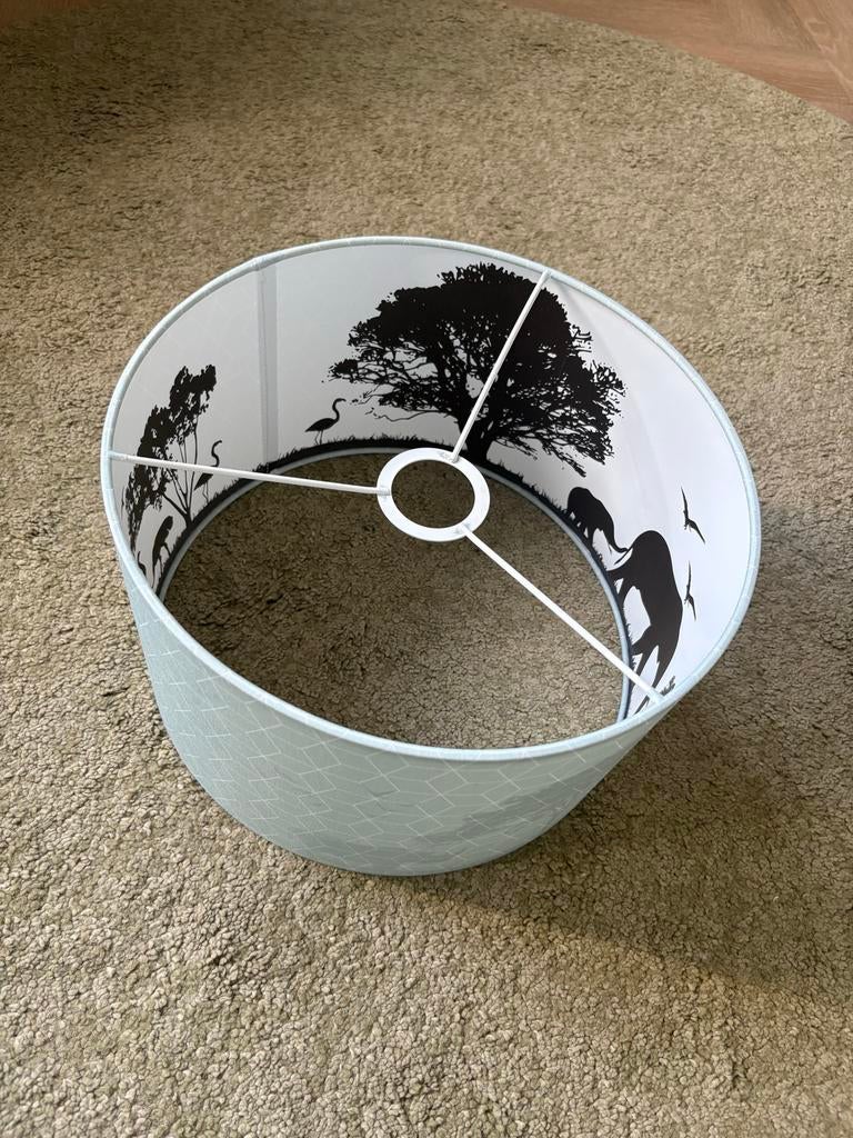 Lampenkap met dierenfiguren voor babykamer, 25 tot 50 cm, Wit, Rond, Ophalen of Verzenden