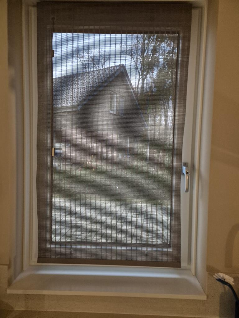 Zonnelux vouwgordijnen geweven hout kleur 7326, Bruin, 200 cm of meer, Zo goed als nieuw, 50 tot 100 cm