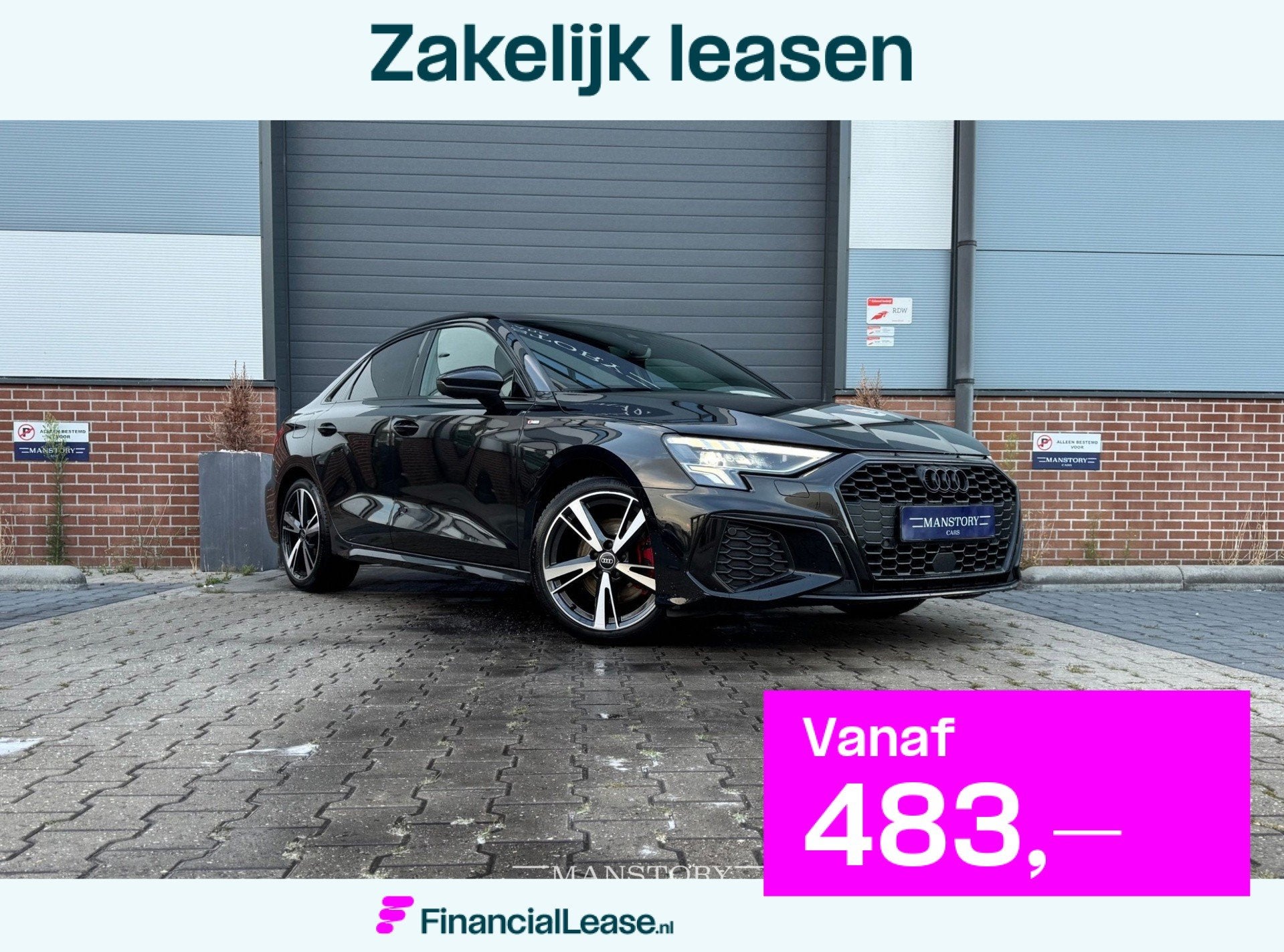 Audi A3 Limousine 35 TFSI 3x S-line full option, 4 cilinders, 150 pk, Zwart, Bedrijf