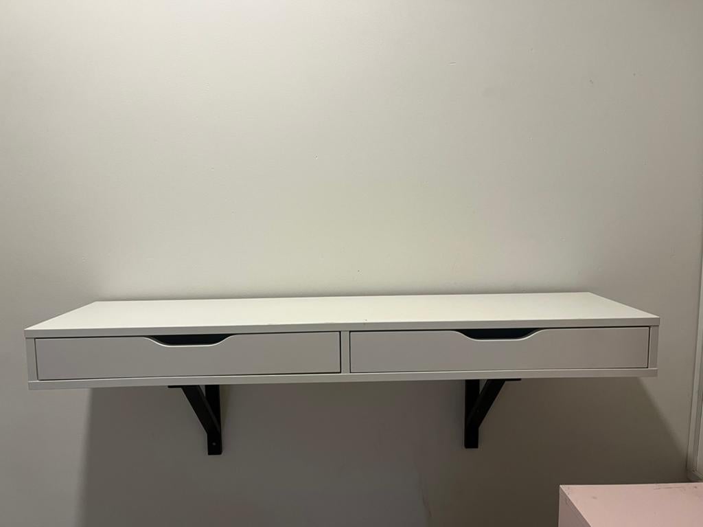 Wandplank met lades EKBY ALEX IKEA, Ophalen, Gebruikt, 29 cm, Wit