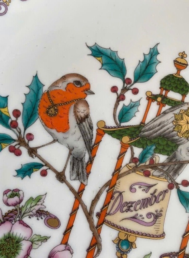 Kerst December bord Roodborstjes Hutschenreuther Ole Winther, Diversen, Kerst, Ophalen of Verzenden, Zo goed als nieuw
