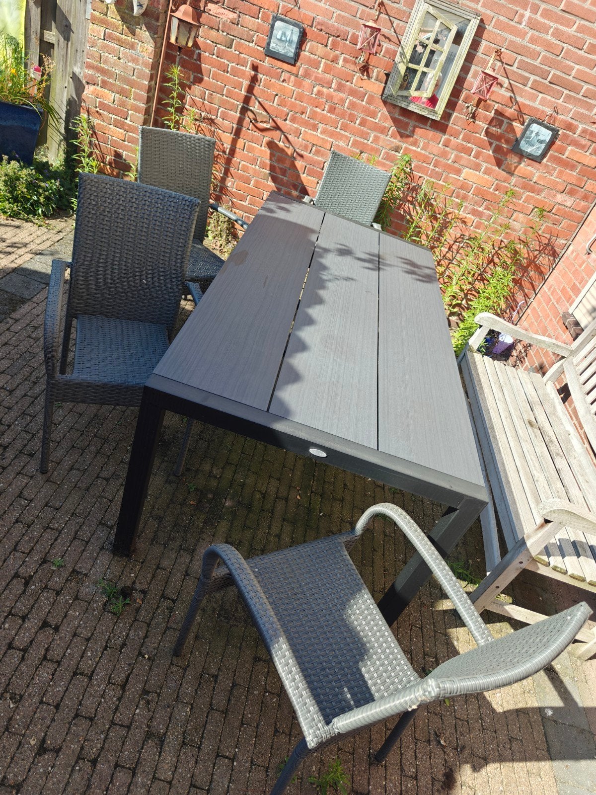 Tuintafel - Grijs, Rechthoekig met 4 stoelen, Verzenden, Gebruikt, Rechthoekig