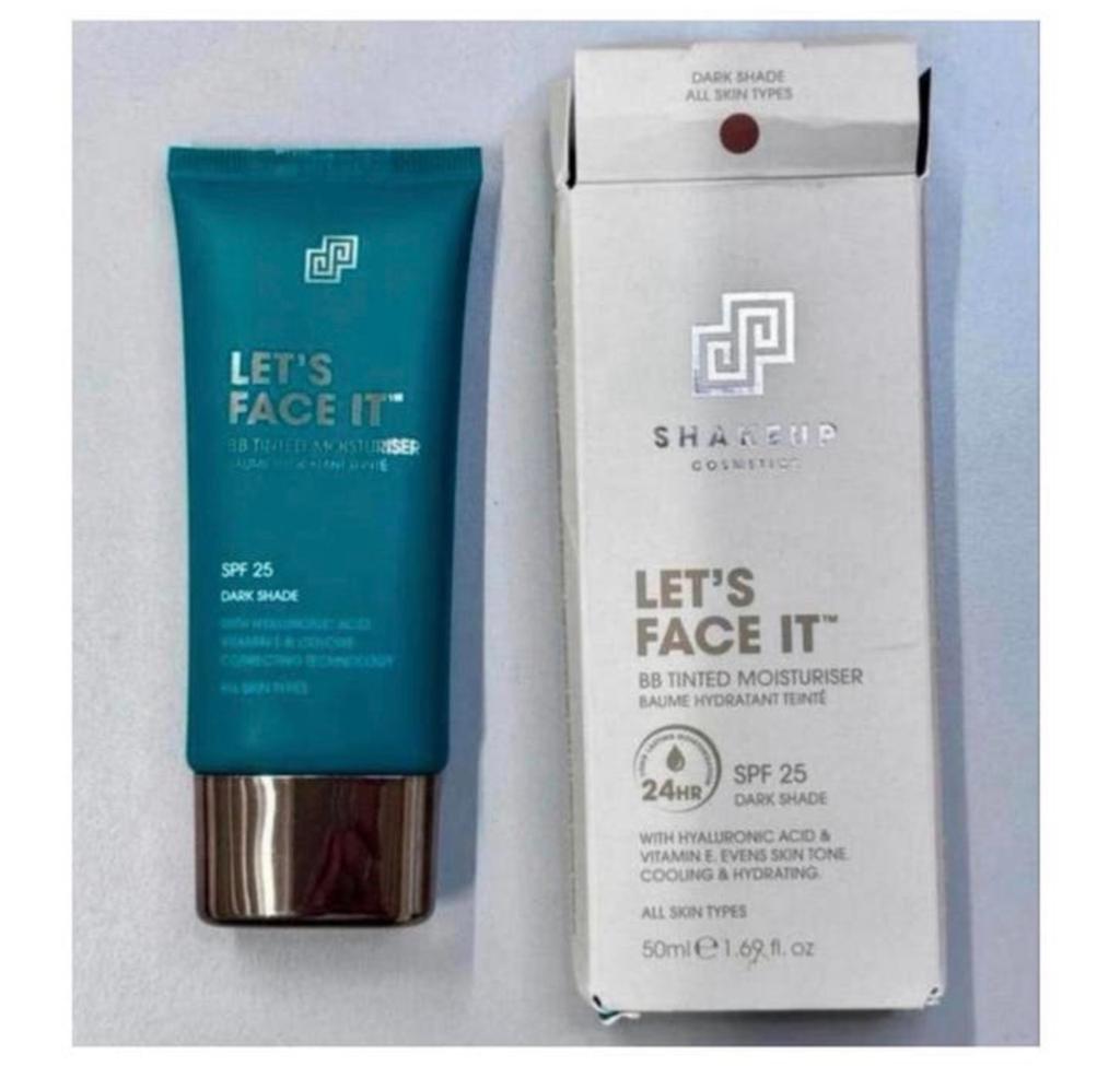 Shakeup - Let's Face It BB - Tinted Moisturiser Dark 50ml, Bruin, Gehele gezicht, Nieuw, Ophalen of Verzenden