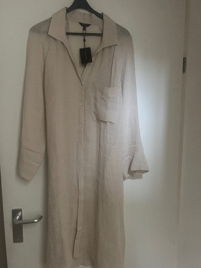 Nieuw met kaartje  linnen lange bloes Massimo Dutti mt m, Ophalen of Verzenden, Nieuw, Maat 38/40 (M), Beige