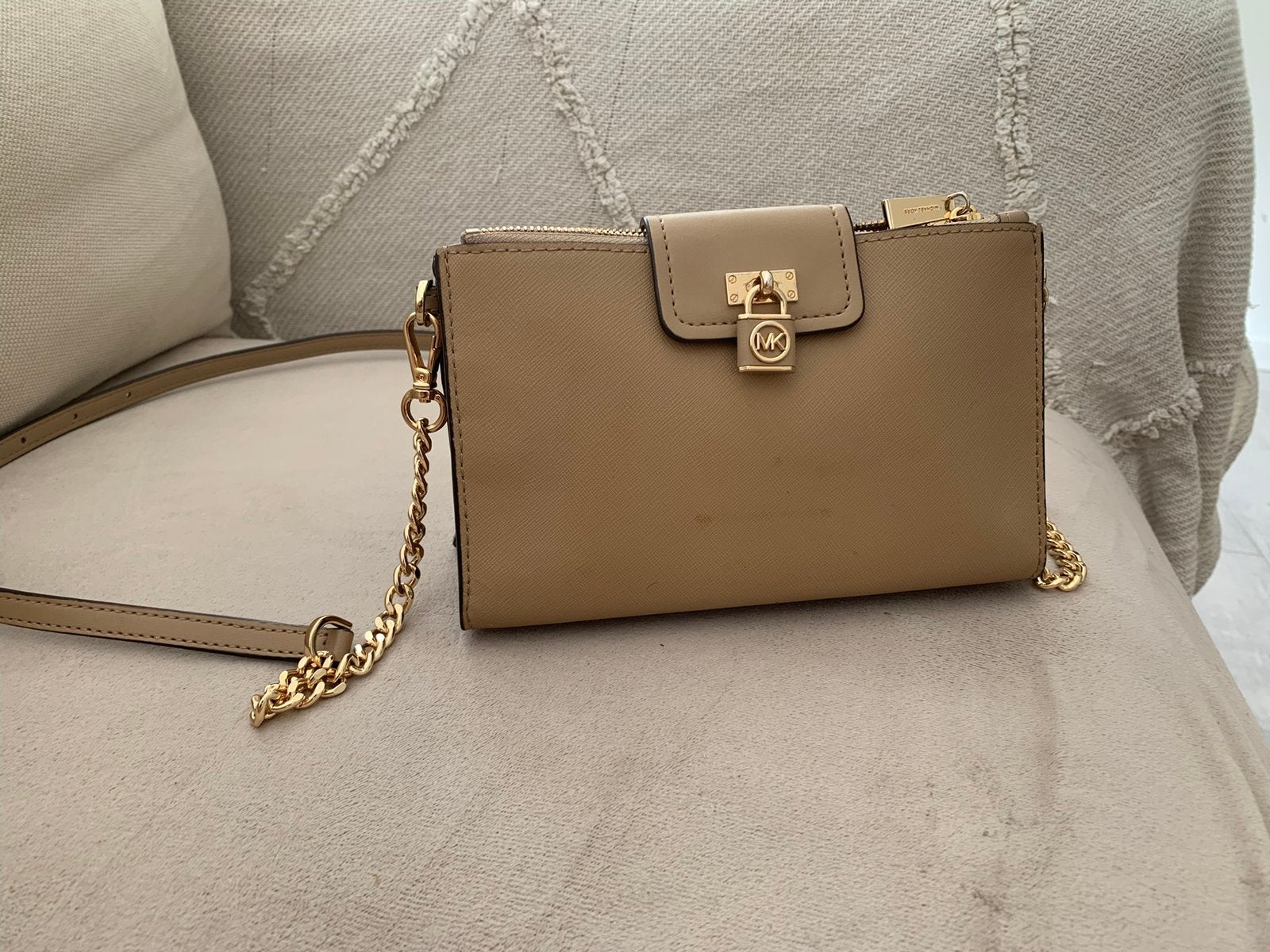 Orginele Beige Michael kors tas, Ophalen of Verzenden, Zo goed als nieuw, Beige, Handtas