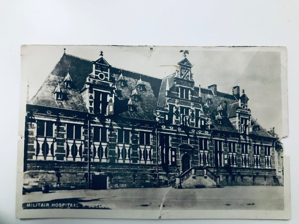 Oude Ansichtkaart Militair Hospitaal Middelburg 1948, Ophalen of Verzenden, 1940 tot 1960, Gelopen, Zeeland