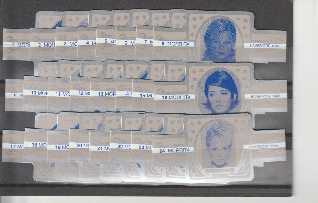 reeks 150  haardrachten   1-24 sigarenbanden, Ophalen of Verzenden, Zo goed als nieuw, Sigarenbandjes