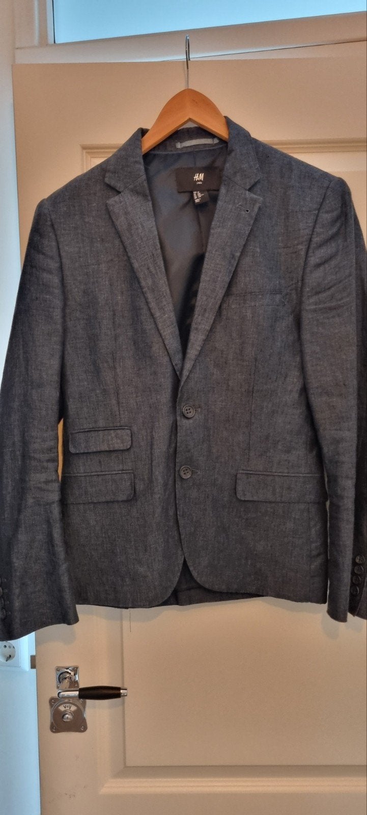 H&M Linnen Blazer Maat 44 (S), Blauw, Ophalen of Verzenden, H&M, Gedragen