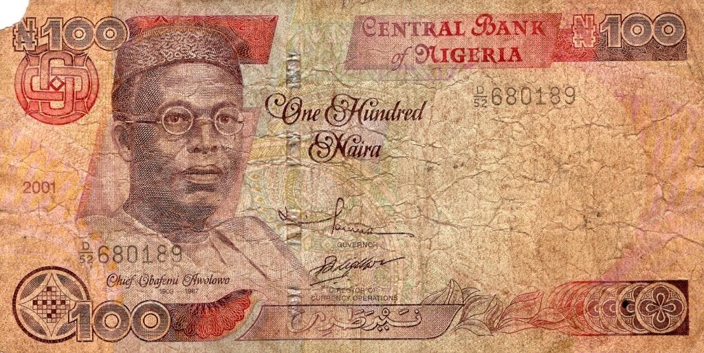Bankbiljet:  Nigeria, 100 naira, Verzenden, Nigeria, Los biljet