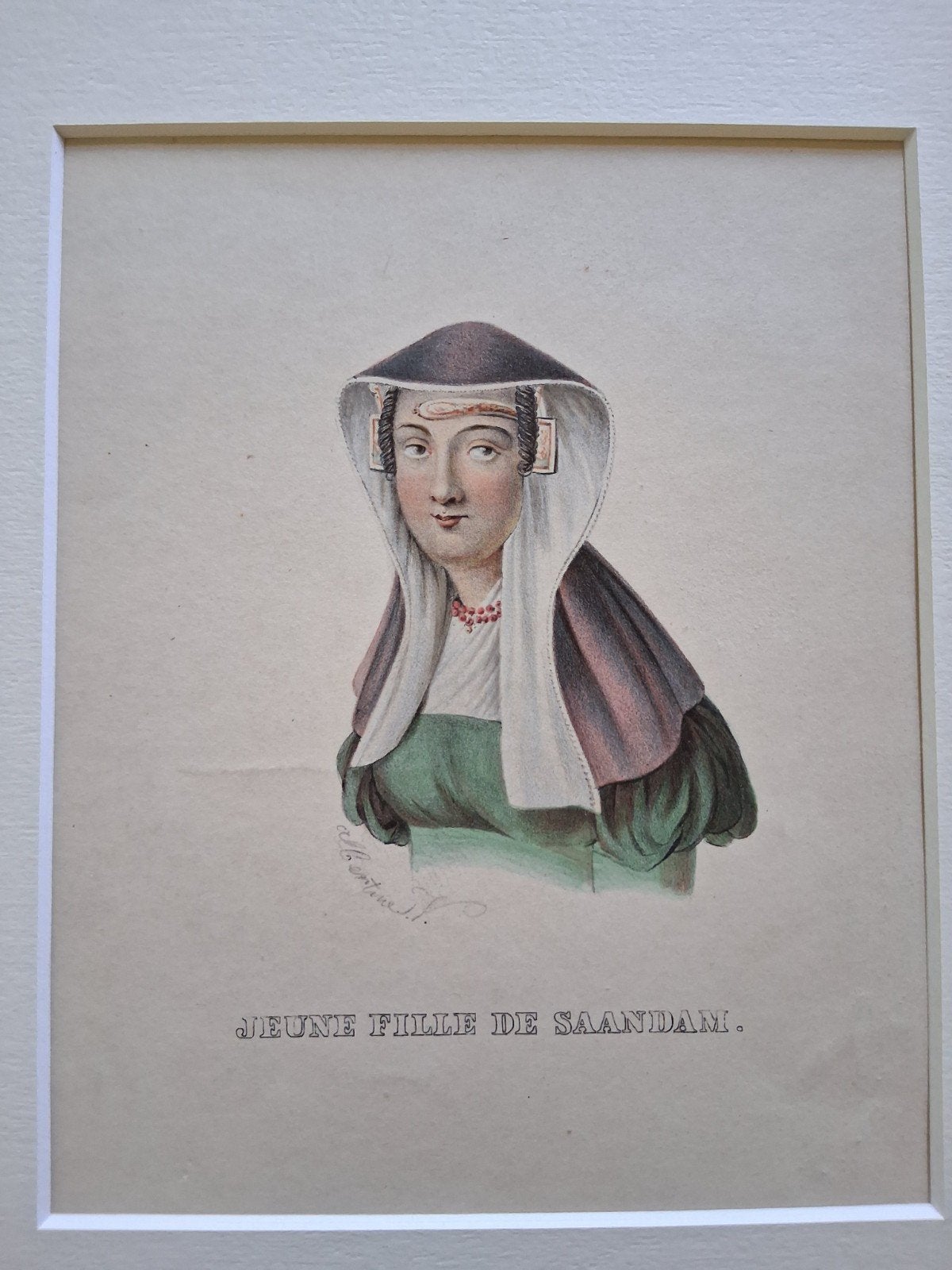 litho 'Jeune Fille de Saandam', Antiek en Kunst, 1800 - 1899, Ophalen of Verzenden, Gravure, Origineel