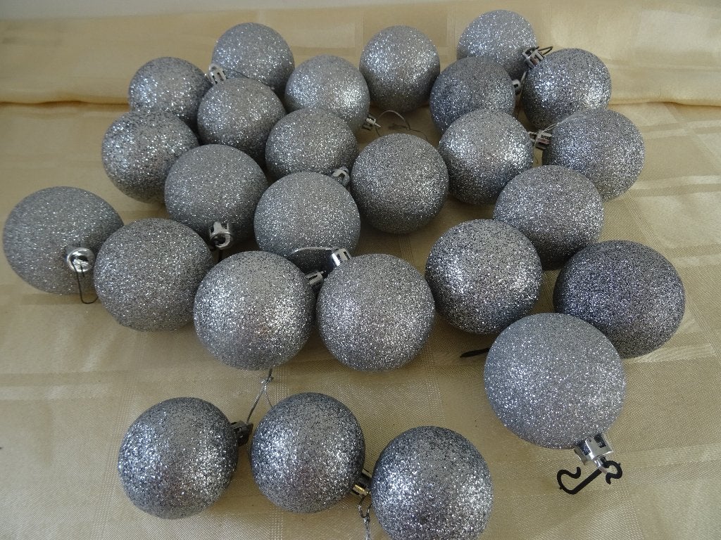 kerstboom hangers kerstballen glitter bollen zilver kerstbal, Ophalen of Verzenden, Zo goed als nieuw
