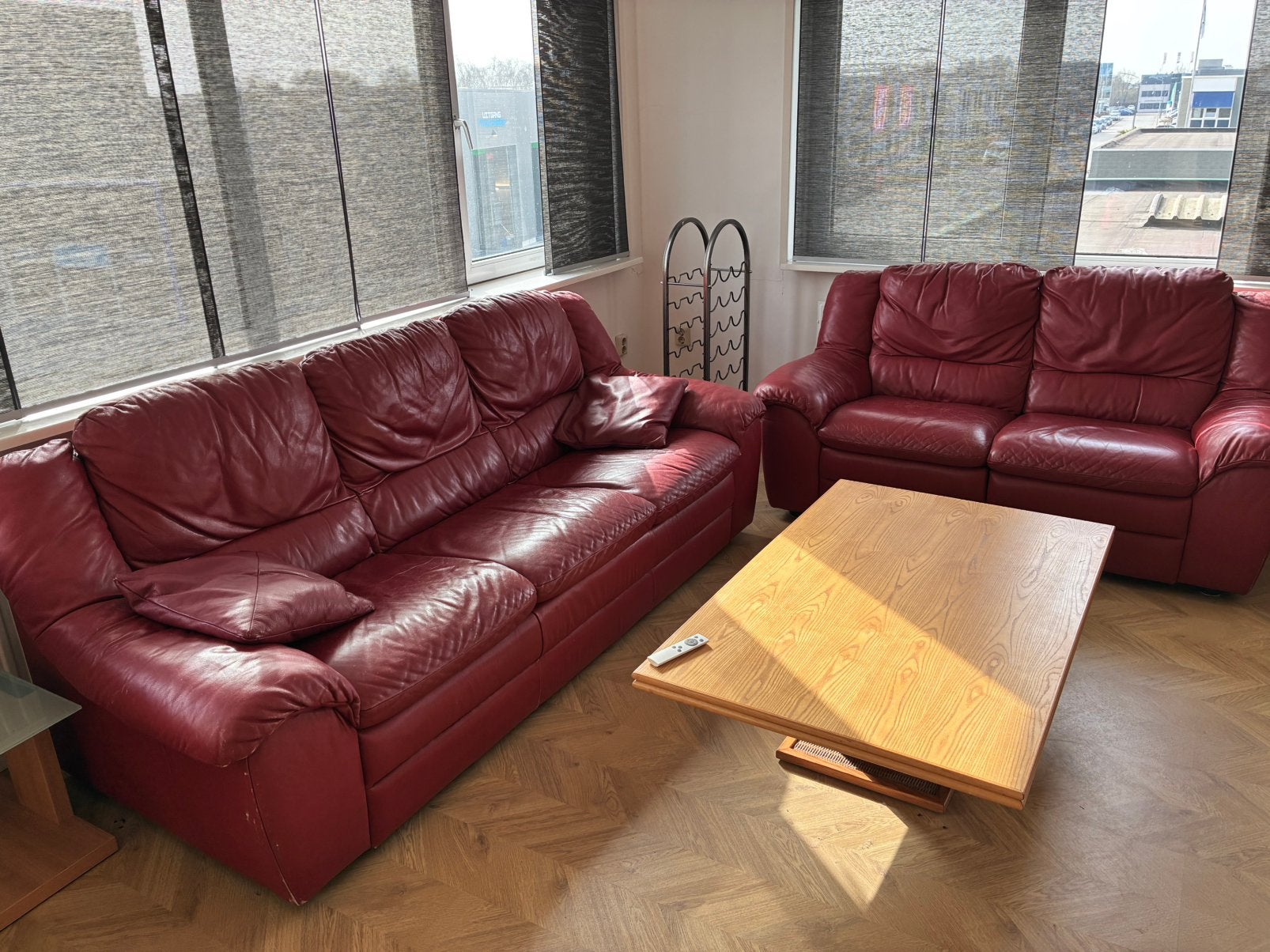 Twee en drie zitbankstel natuzzi leer met relax functie, Ophalen, Gebruikt, Leer