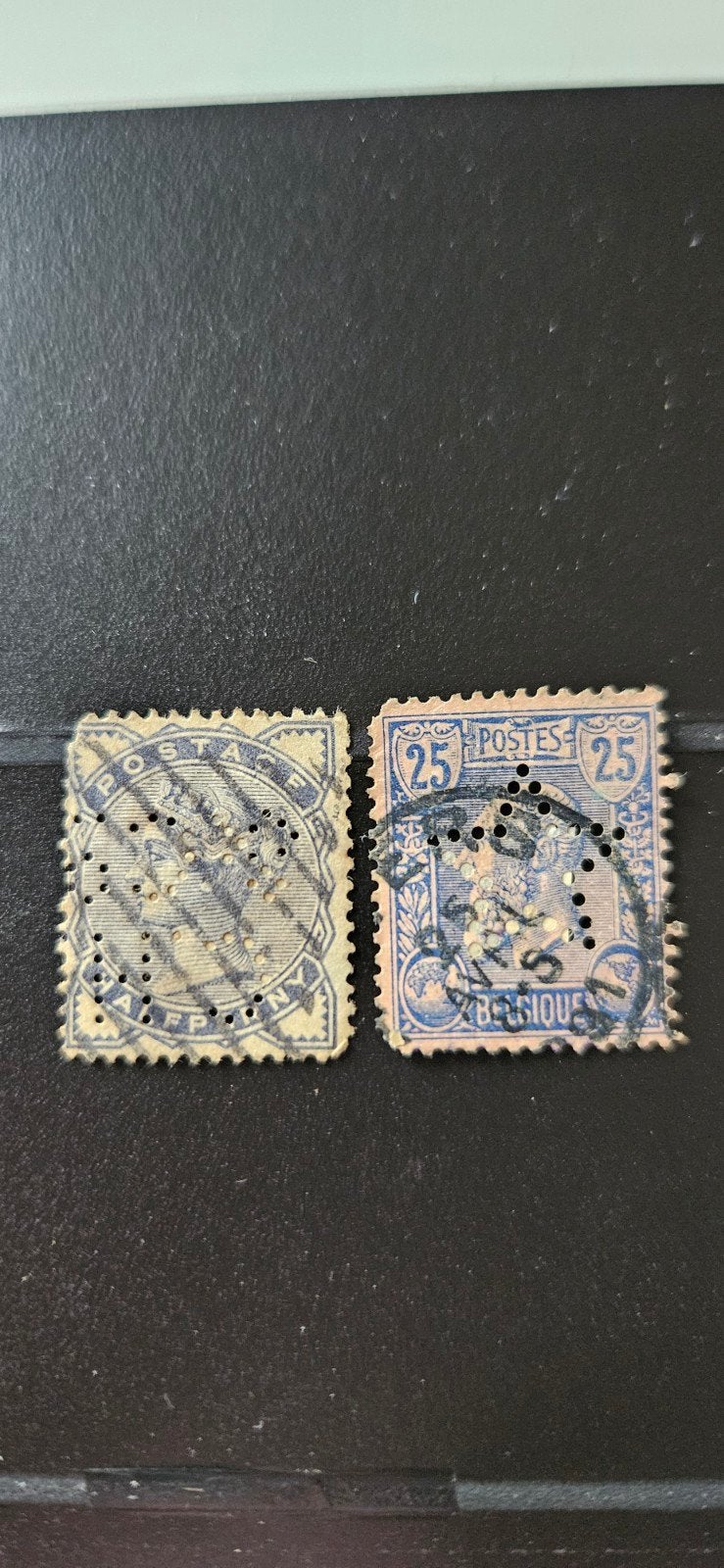 Postzegels perfins Engeland en België, Verzenden, Gestempeld, Overige thema's