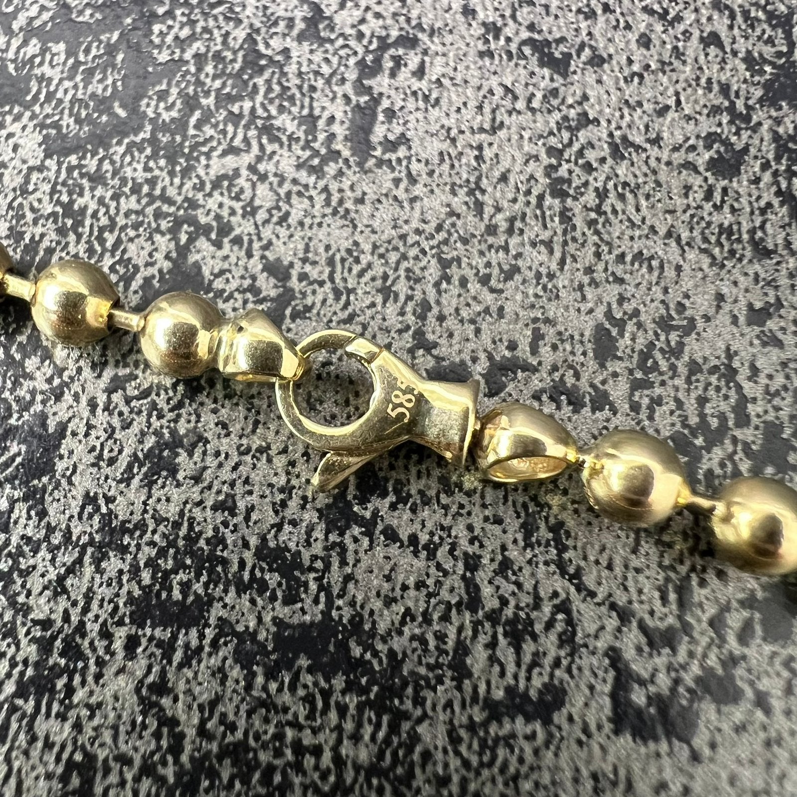 14 karaat gouden ketting koord balletjes schakel, Ophalen of Verzenden, Zo goed als nieuw, Goud