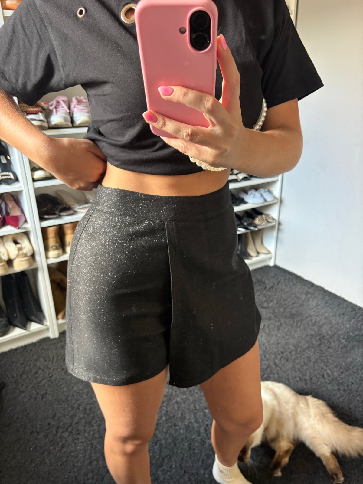Eight Paris Zwarte Glitter Shorts Maat M, Maat 38/40 (M), Kort, Zwart, Ophalen of Verzenden