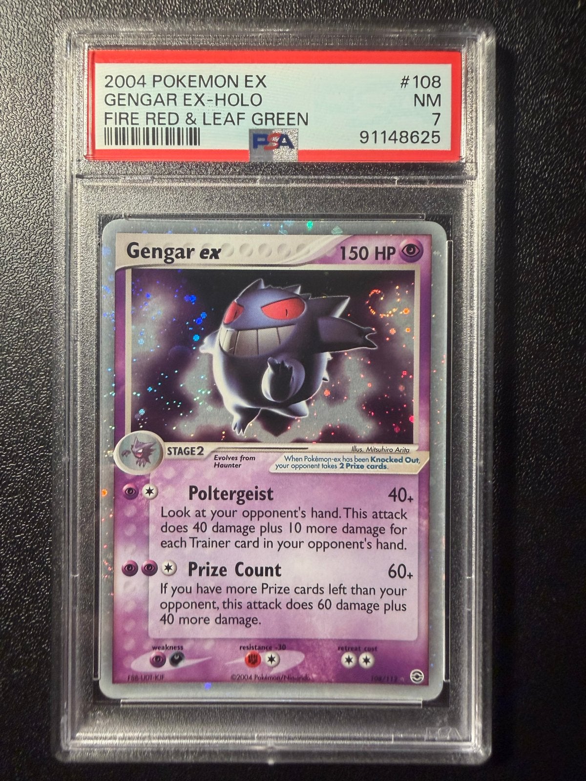 Gengar ex PSA 7 - Holo - Fire Red & Leaf Green, Ophalen of Verzenden, Zo goed als nieuw, Losse kaart, Foil