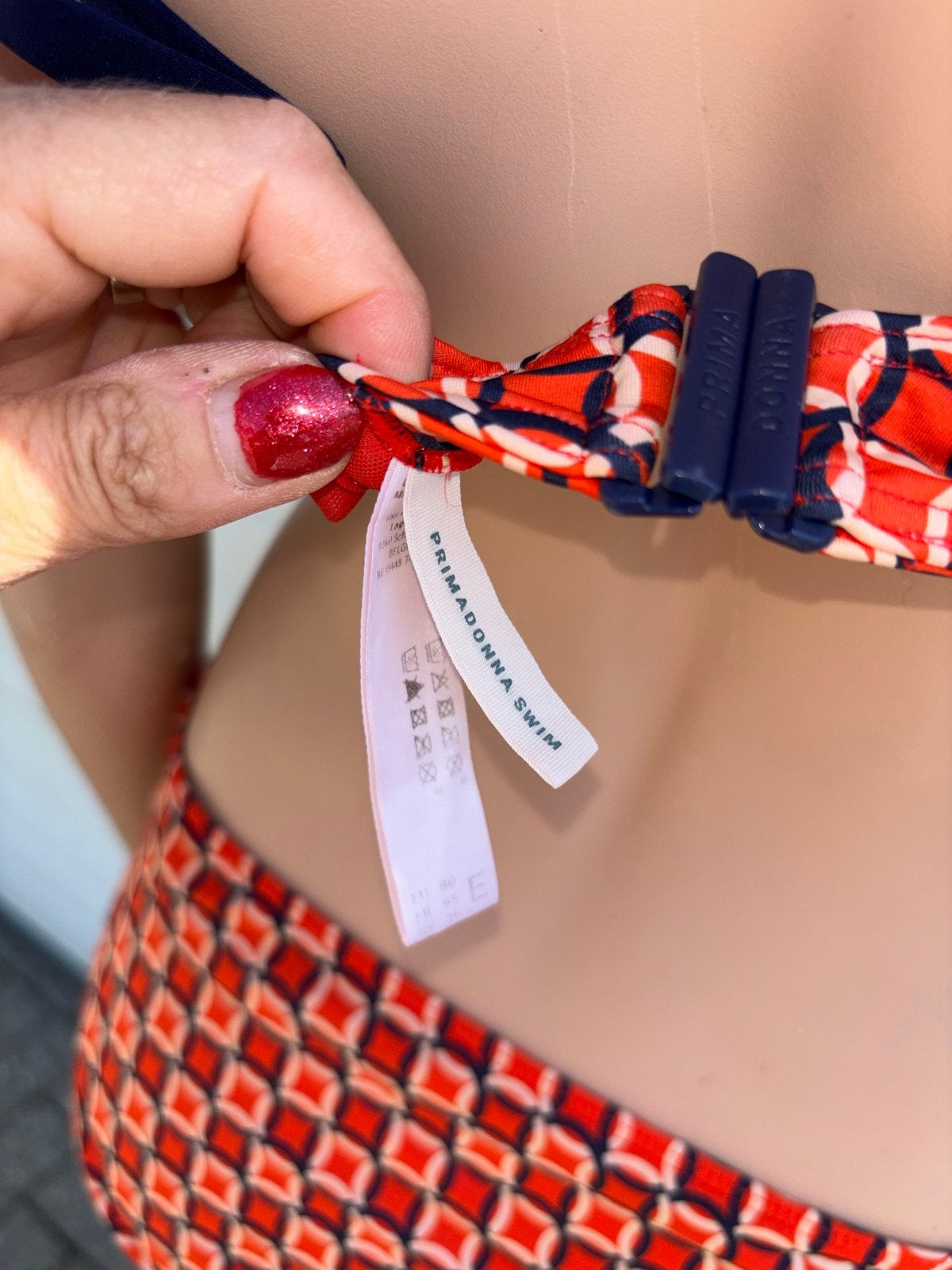 Primadonna Swim Bikini - Rood/Blauw met patroon, Kleding | Dames, Badmode en Zwemkleding, Ophalen of Verzenden, Zo goed als nieuw