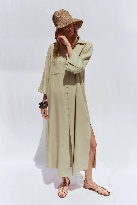 Nieuw ZARA lange jurk met linnen maat small, Kleding | Dames, Ophalen of Verzenden, Nieuw, Maat 36 (S), Onder de knie