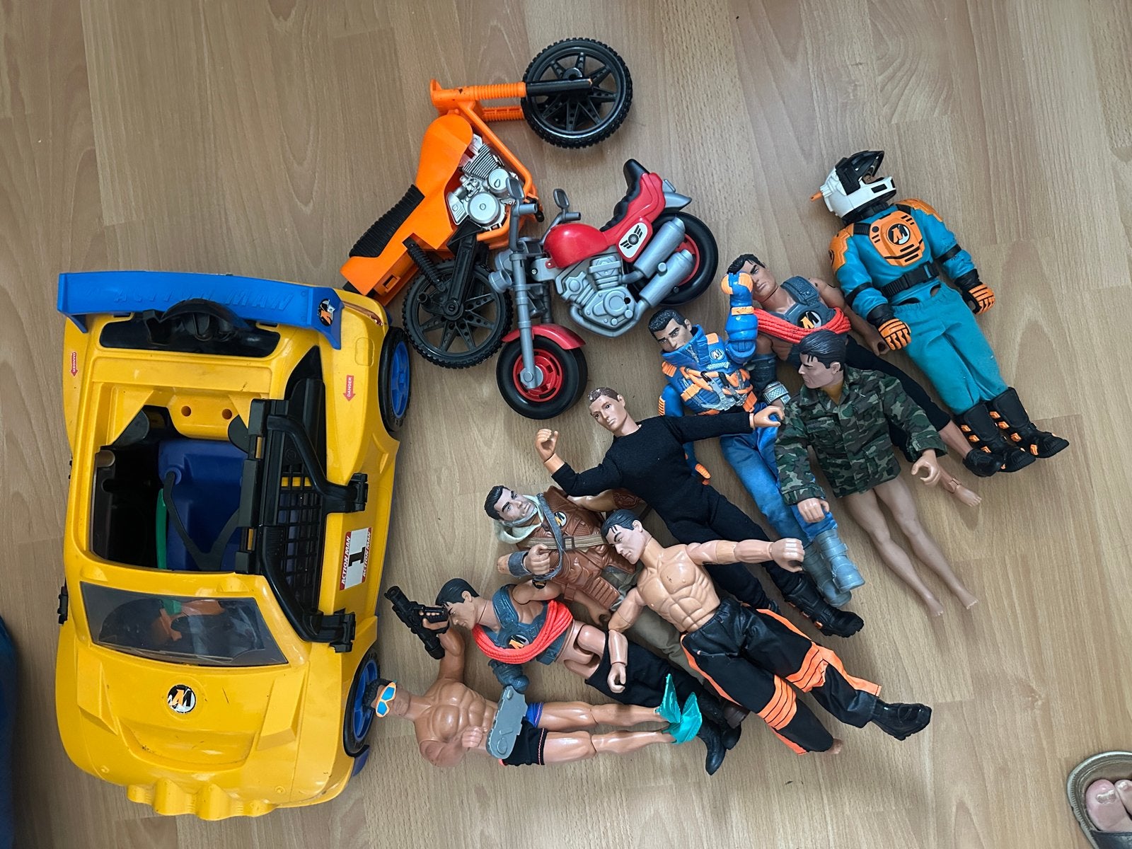 Vintage Action Man poppen, motoren en auto, Kinderen en Baby's, Ophalen of Verzenden, Gebruikt