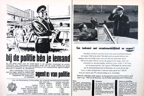 27 vintage reclames Kon Marechaussee Politie 54-86 landmacht, Ophalen of Verzenden, Marechaussee, Nederland, Embleem of Badge