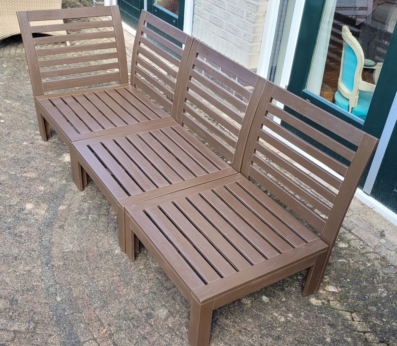Ikea Applaro tuinbank, zonder kussens, Ophalen, Gebruikt, Hout, 3 zitplaatsen