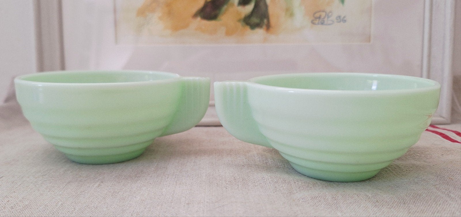 Art deco Jaidite kopjes,opaline, Ophalen of Verzenden