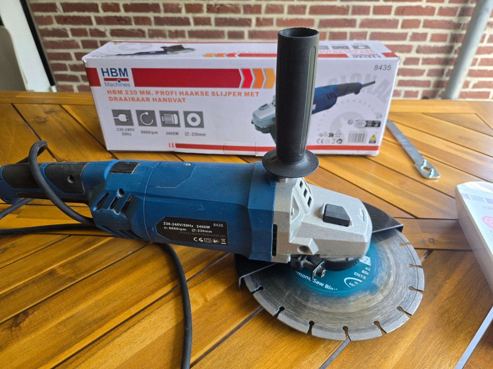 HBM Profi haakse slijper 230mm met diamantslijpschijf, Ophalen of Verzenden, Zo goed als nieuw, 1000 watt of meer, Haakse handslijpmachine