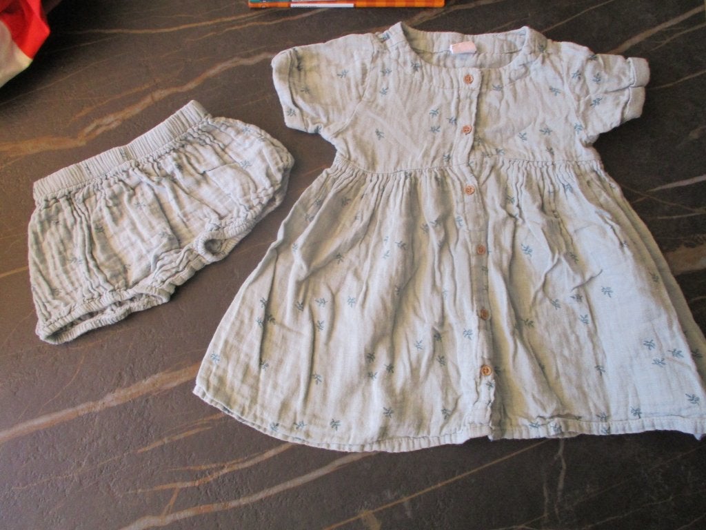 Jurk + bloomer maat 86 Hema groen jurkje, Meisje, Jurkje of Rokje, Ophalen of Verzenden, Zo goed als nieuw