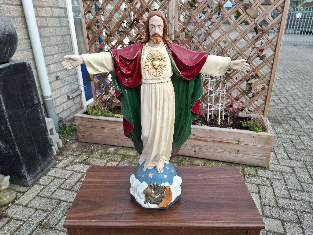 antiek cristus beeld jezus die het volk zegend heilig hart, Antiek en Kunst, Ophalen of Verzenden